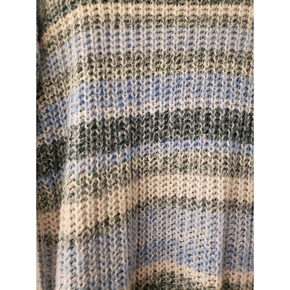 American Eagle Women's Fuzzy Blue Striped Sweater Oversized Knit Small - Picture 7 of 9